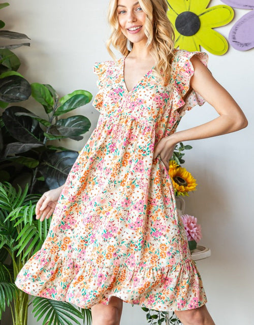 Load image into Gallery viewer, Heimish Full Size Floral Ruffled V-Neck Dress
