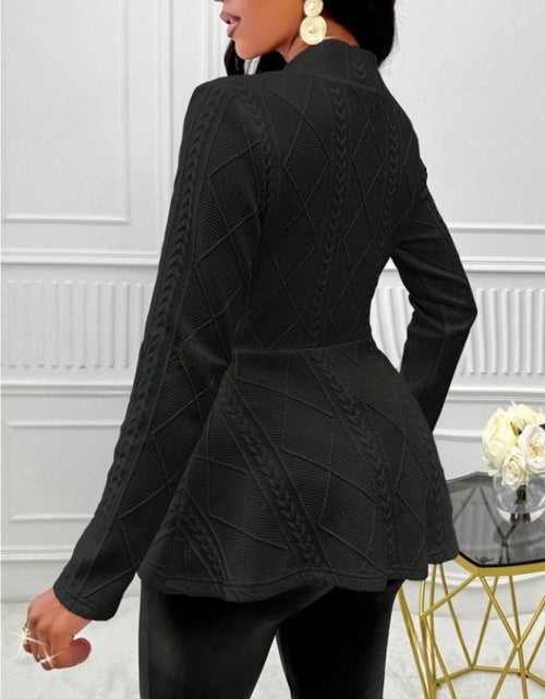 Load image into Gallery viewer, One Button Textured Peplum Cardigan
