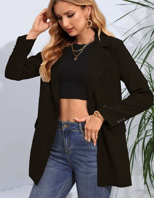 Load image into Gallery viewer, Lapel Neck Long Sleeve Blazer with Pockets
