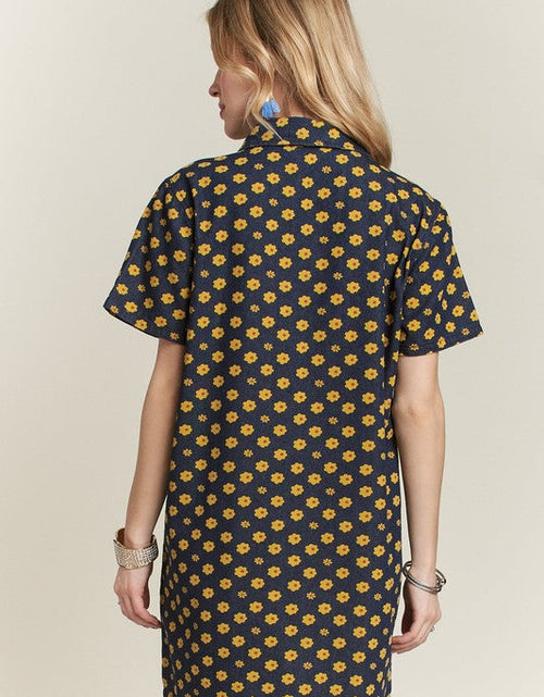 Load image into Gallery viewer, ADORA Floral Button-Up Mini Denim Dress
