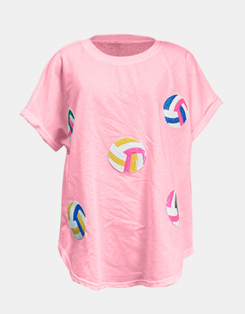 Load image into Gallery viewer, Sequin Round Neck Short Sleeve T-Shirt
