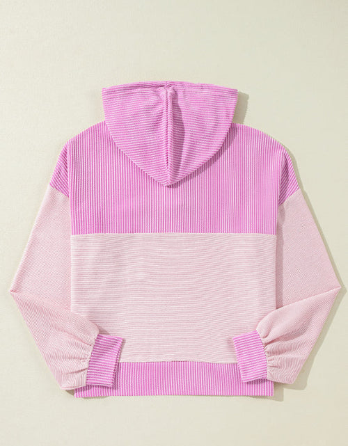 Load image into Gallery viewer, Corded Color Block Drawstring Hoodie
