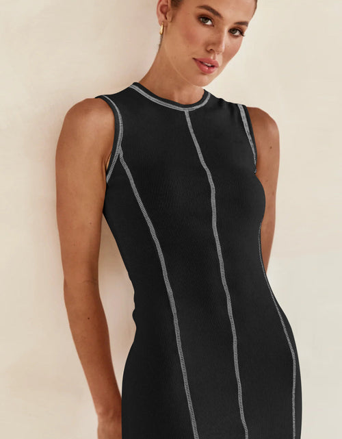 Load image into Gallery viewer, Contrast Stitching Maxi Tank Dress
