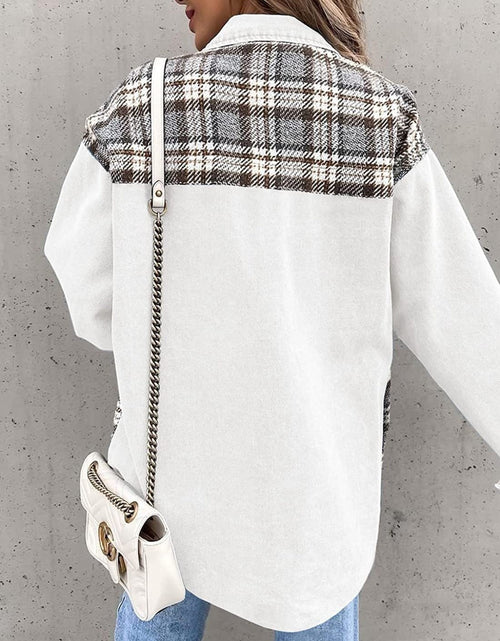 Load image into Gallery viewer, Plaid Button Up Dropped Shoulder Jacket
