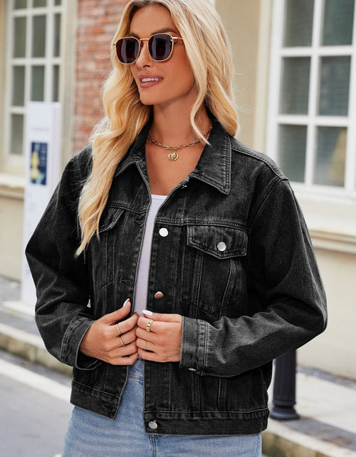 Load image into Gallery viewer, Pocketed Collared Neck Denim Jacket
