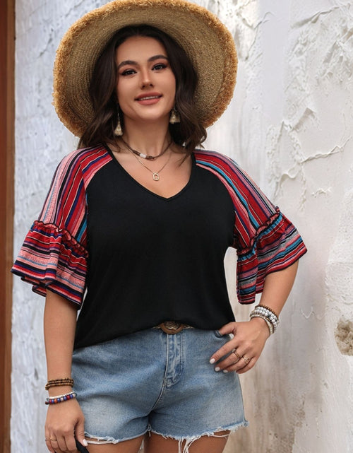 Load image into Gallery viewer, Plus Size V-Neck Flounce Sleeve Top
