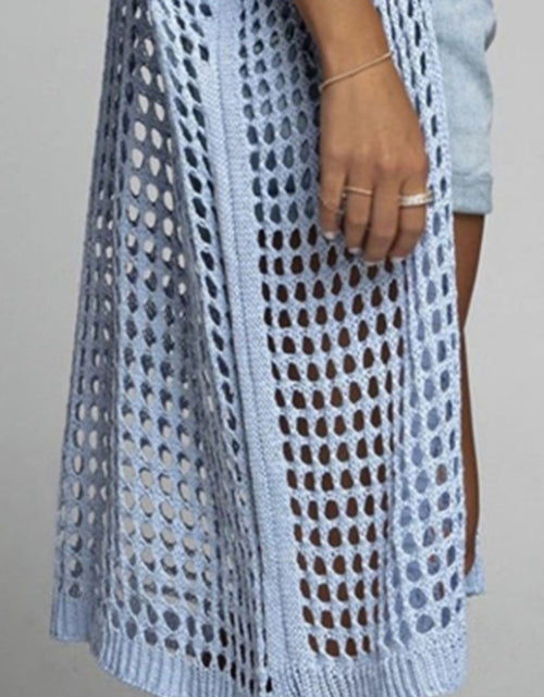 Load image into Gallery viewer, Openwork Open Front Three-Quarter Sleeve Cover Up
