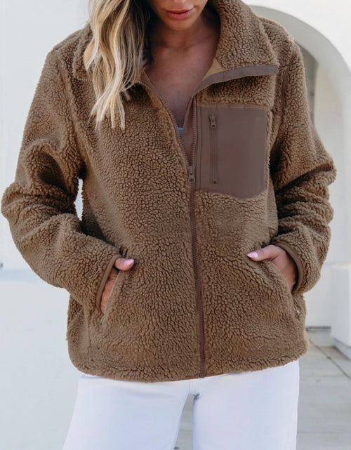 Load image into Gallery viewer, Zip Up Long Sleeve Plush Jacket
