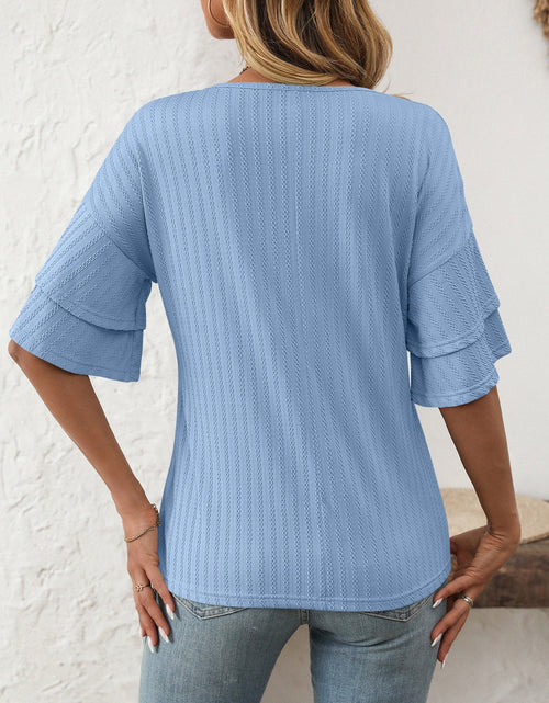 Load image into Gallery viewer, Mandy V-Neck Ruffle Half Sleeve Top
