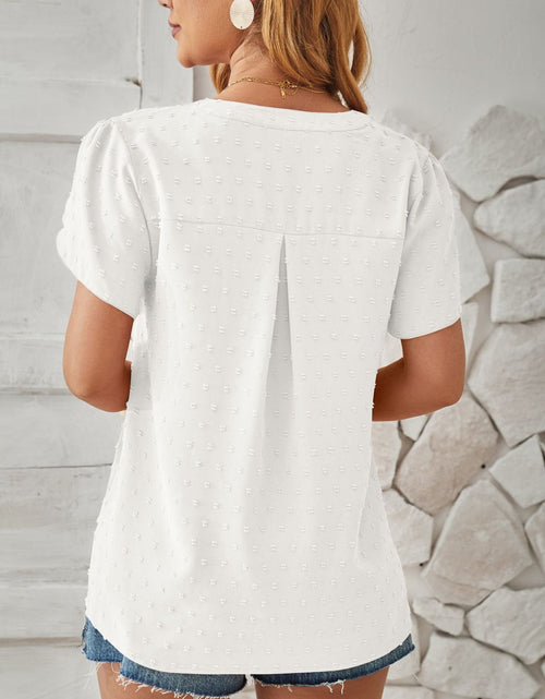 Load image into Gallery viewer, Swiss Dot Notched Petal Sleeve T-Shirt
