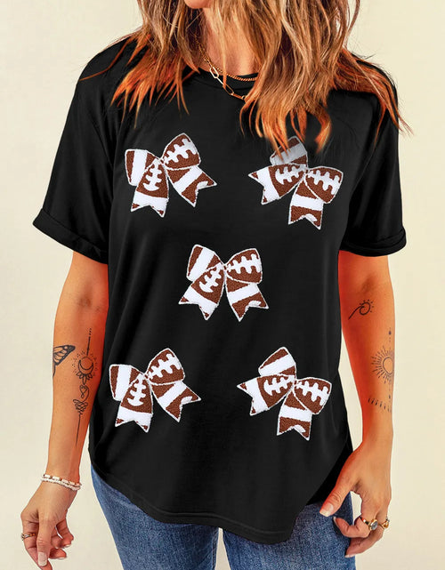 Load image into Gallery viewer, Bow Round Neck Short Sleeve T-Shirt
