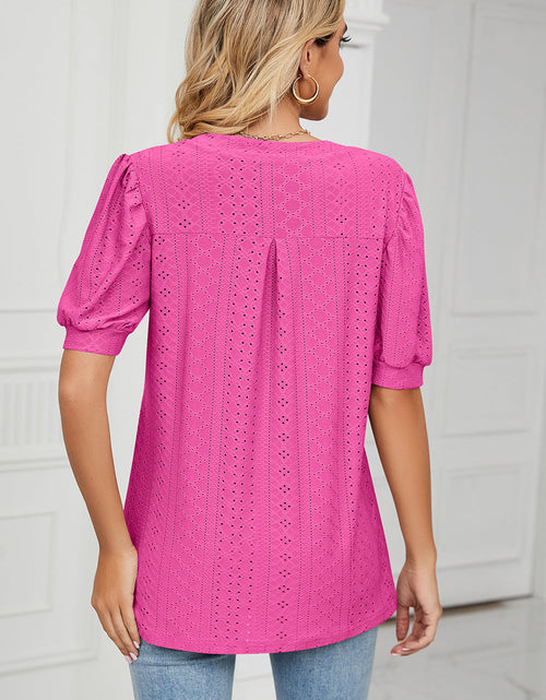 Load image into Gallery viewer, Eyelet Notched Short Sleeve T-Shirt
