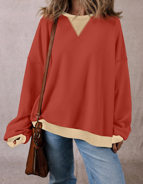 Load image into Gallery viewer, Contrast Round Neck Long Sleeve Sweatshirt
