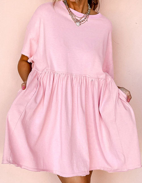 Load image into Gallery viewer, Round Neck Half Sleeve Mini Dress
