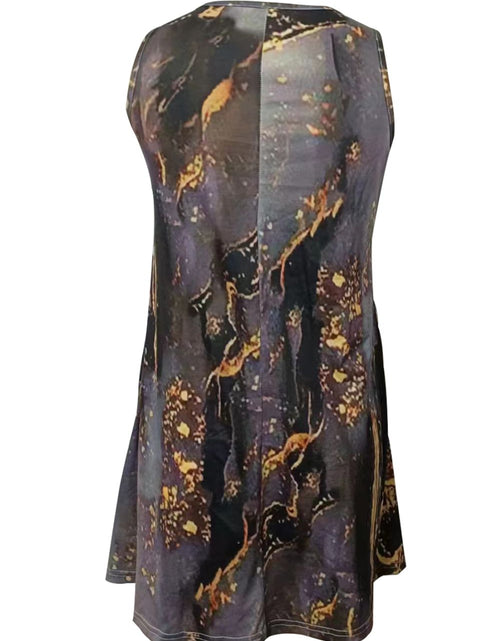 Load image into Gallery viewer, Shiny Abstract Print Round Neck Sleeveless Dress with Pockets
