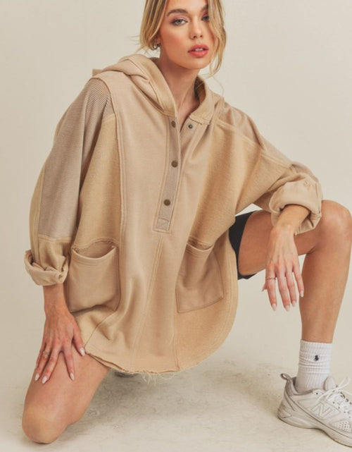 Load image into Gallery viewer, Aemi + Co Slit Half Snap Oversize Hoodie

