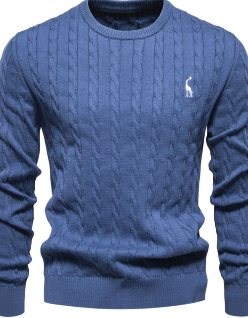 Load image into Gallery viewer, Men's Cable-Knit Round Neck Long Sleeve Sweater
