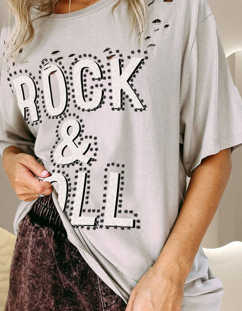 Load image into Gallery viewer, ROCK &amp; ROLL Round Neck Dropped Shoulder T-Shirt
