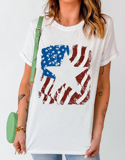 Load image into Gallery viewer, US Flag Graphic Round Neck Tee
