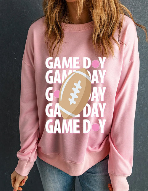 Load image into Gallery viewer, GAME DAY Round Neck Long Sleeve Sweatshirt
