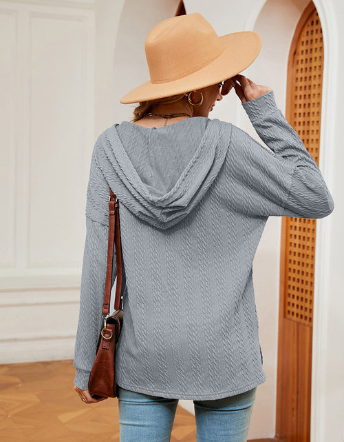 Load image into Gallery viewer, Half-Button Dropped Shoulder Hoodie
