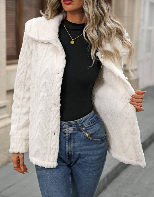 Load image into Gallery viewer, Fuzzy Texture Button Up Collared Neck Coat
