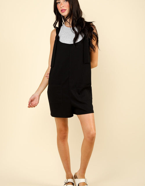 Load image into Gallery viewer, VERY J Tie Shoulder Front Pocket Romper
