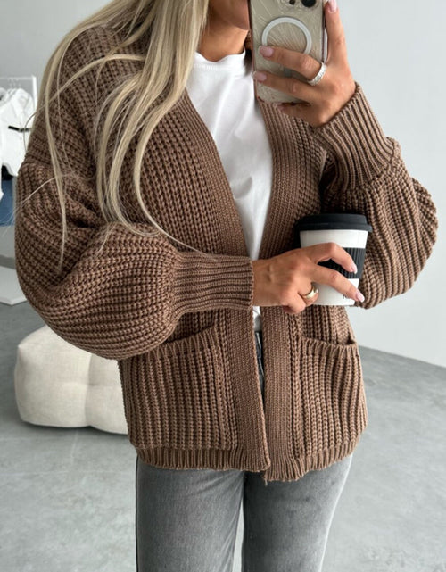 Load image into Gallery viewer, Open Front Dropped Shoulder Cardigan

