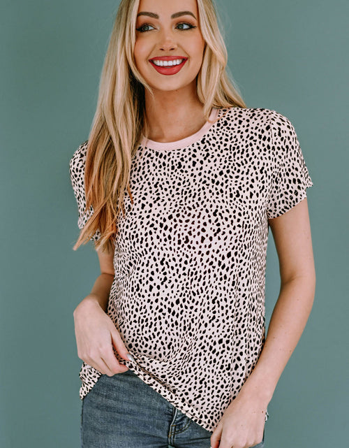 Load image into Gallery viewer, Animal Print Round Neck Tee
