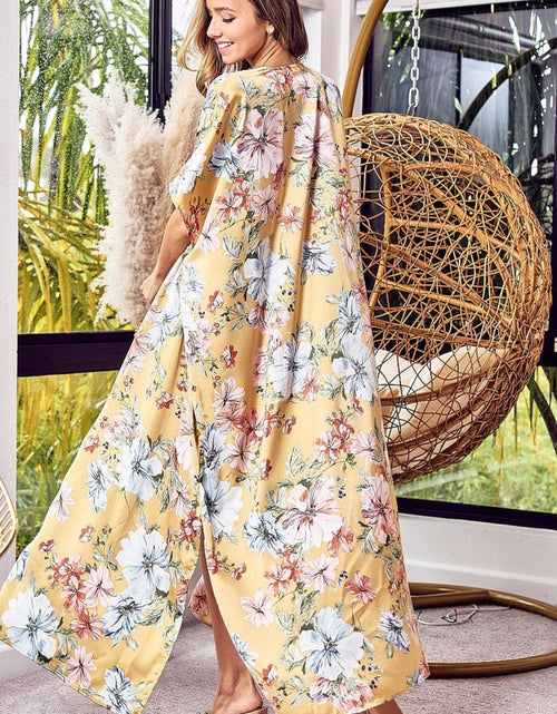 Load image into Gallery viewer, BiBi Floral Side Slit Longline Cardigan

