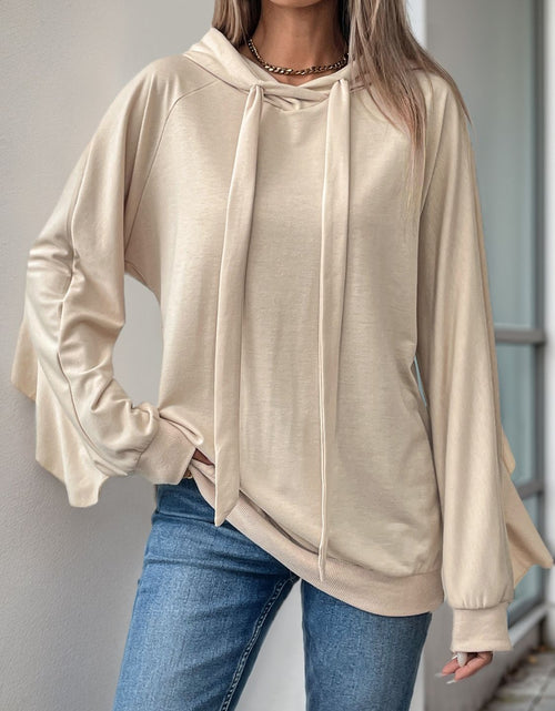 Load image into Gallery viewer, Perfee Drawstring Ruffled Long Sleeve Hoodie
