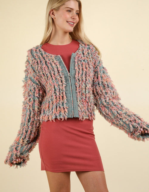 Load image into Gallery viewer, VERY J Shaggy Yarn Knit Zip Up Jacket
