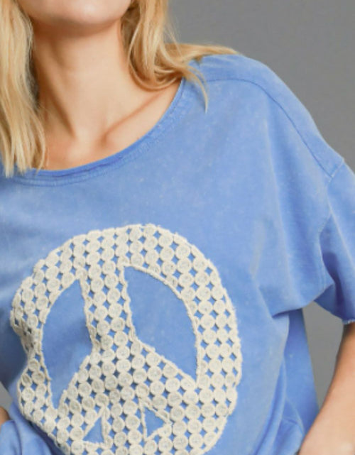 Load image into Gallery viewer, Umgee Full Size Mineral Wash T-Shirt with Lace Applique Plus Size
