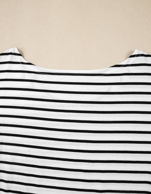 Load image into Gallery viewer, Stripe Half Sleeve Scoop Neck Top
