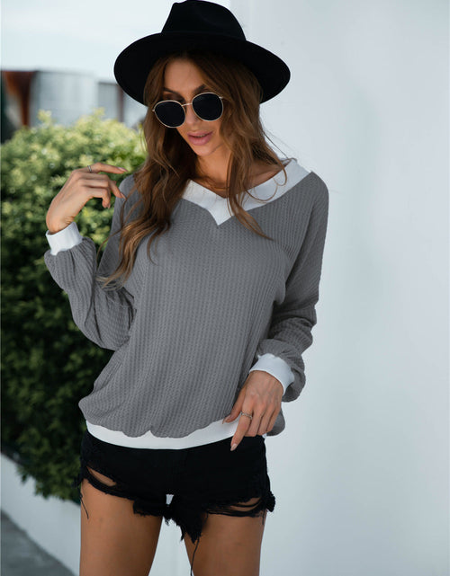 Load image into Gallery viewer, Off-Shoulder Waffle-Knit Dropped Shoulder Blouse
