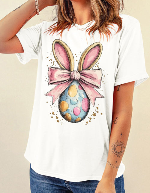 Load image into Gallery viewer, Easter Egg Bow Bunny Ear Graphic T-Shirt
