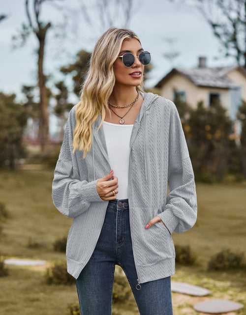 Load image into Gallery viewer, Zip Up Drawstring Long Sleeve Hooded Jacket
