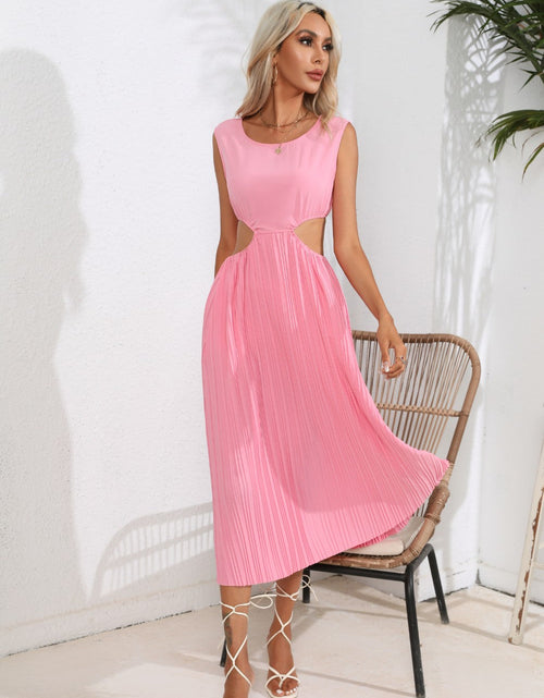 Load image into Gallery viewer, Cutout Ruched Round Neck Tank Dress
