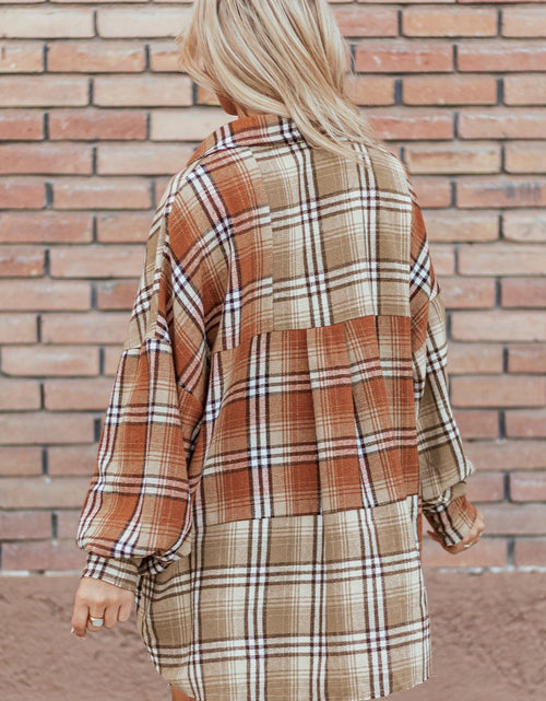 Load image into Gallery viewer, Plaid Snap Down Dropped Shoulder Shacket
