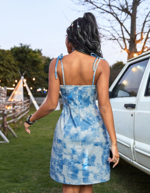Load image into Gallery viewer, Tied Tie-Dye Sleeveless Mini Cami Dress
