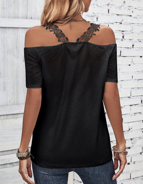 Load image into Gallery viewer, Full Size Lace Detail Short Sleeve T-Shirt
