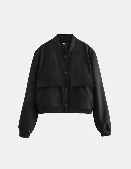 Load image into Gallery viewer, Pocketed Snap Down Baseball Collar Jacket
