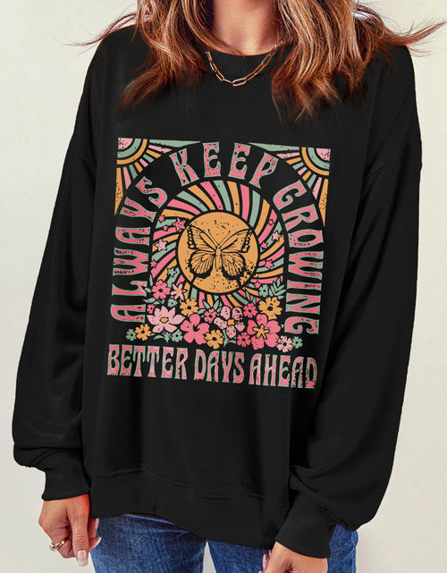 Load image into Gallery viewer, Graphic Round Neck Long Sleeve Sweatshirt
