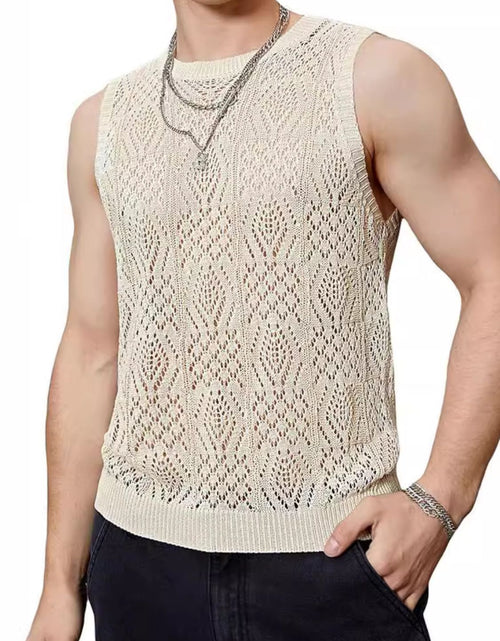 Load image into Gallery viewer, Men's Openwork Round Neck Tank
