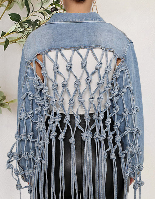 Load image into Gallery viewer, Tie Detail Button Up Denim Jacket with Pockets

