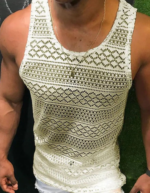 Load image into Gallery viewer, Men's Full Size Openwork Round Neck Tank Plus Size
