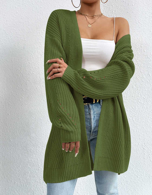 Load image into Gallery viewer, Open Front Dropped Shoulder Slit Cardigan
