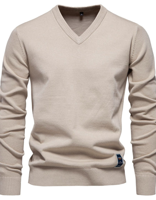 Load image into Gallery viewer, Men's Ribbed Hem V-Neck Long Sleeve Sweater
