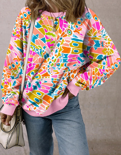 Load image into Gallery viewer, Printed Round Neck Long Sleeve Sweatshirt
