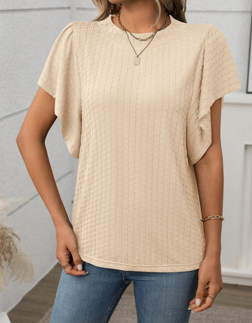 Load image into Gallery viewer, Round Neck Flutter Sleeve T-Shirt
